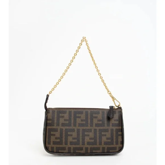 Authentic Fendi Chain Pochette Zucca Coated Canvas - Picture 2 of 12
